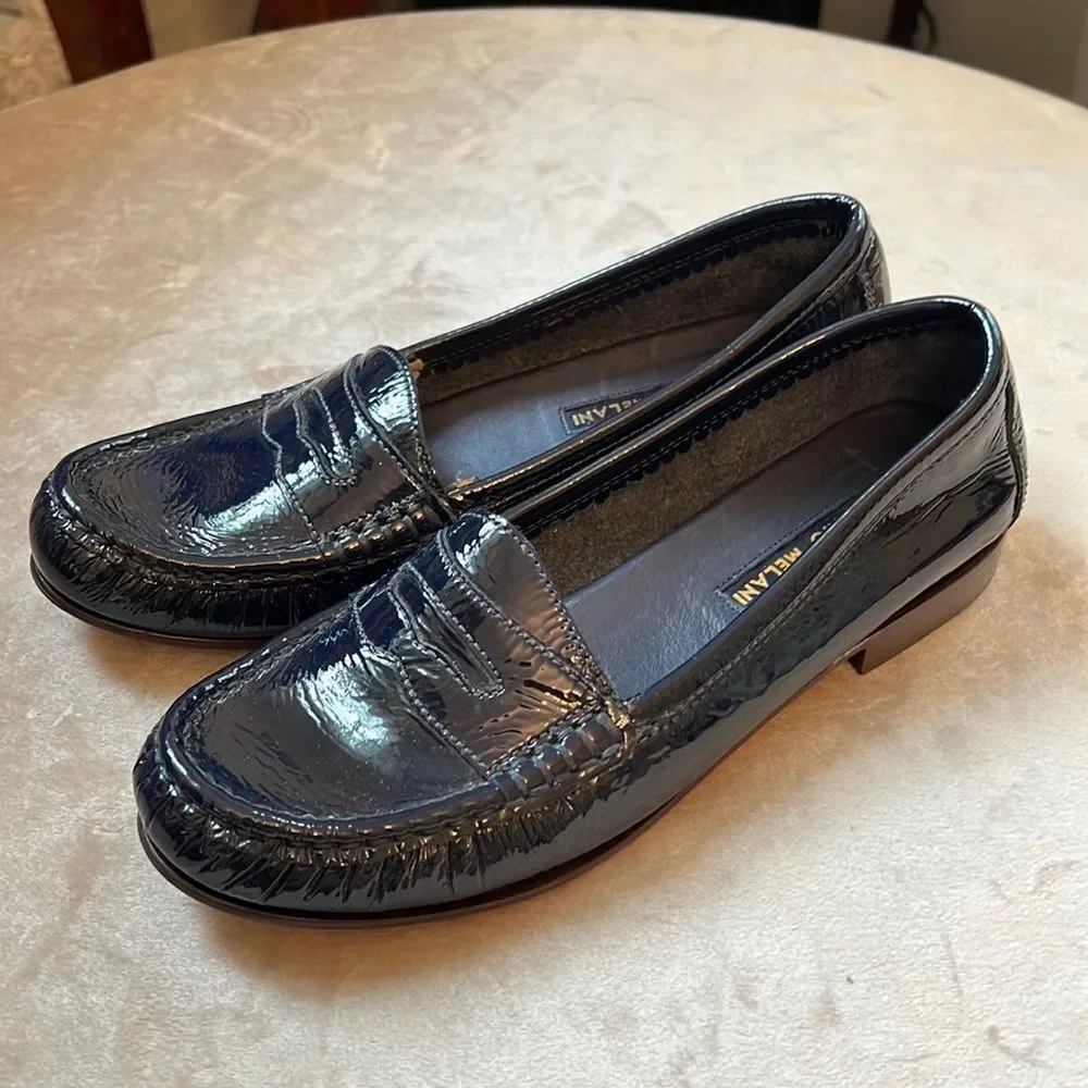 *Antonio Melani* Navy Blue Patent Classic Loafers Sz 8.5N